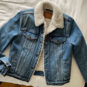 Levi's Blue Jean Jacket with White Sherpa Lining